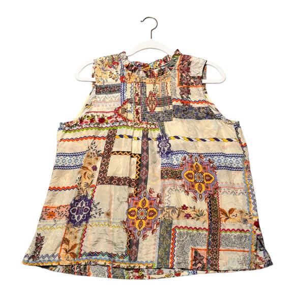 Johnny Was Womens top small? Silk patchwork boho hippie - Picture 3 of 15